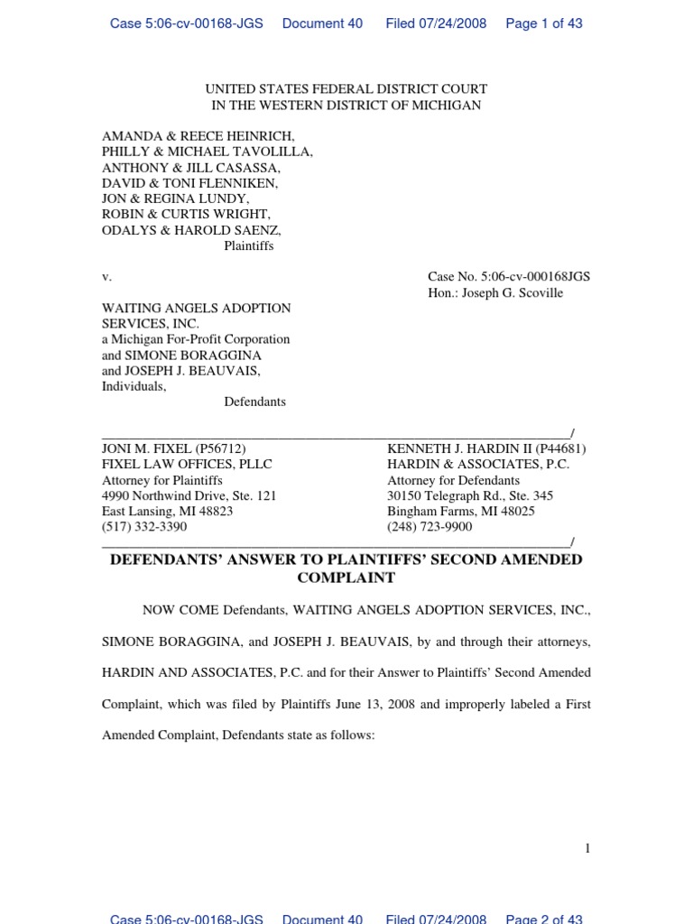 Defendants' Answer To Plaintiffs' Second Amended Complaint | PDF | Complaint | Truth
