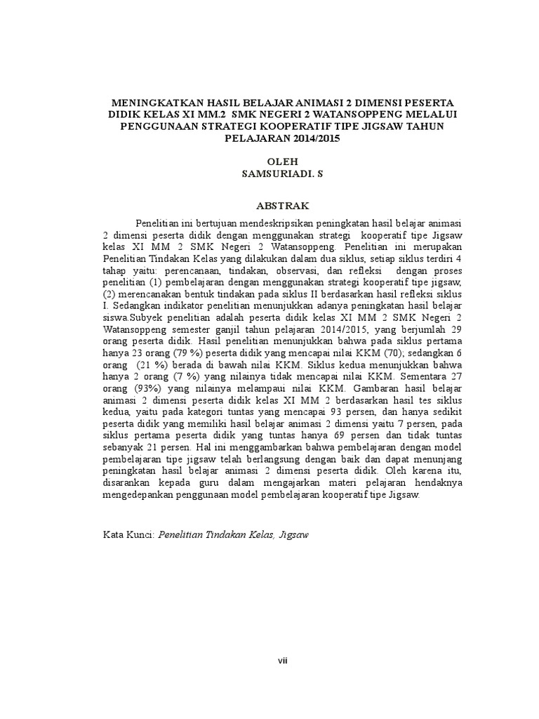 Contoh Abstrak Penelitian Tindakan Kelas - Guru Paud