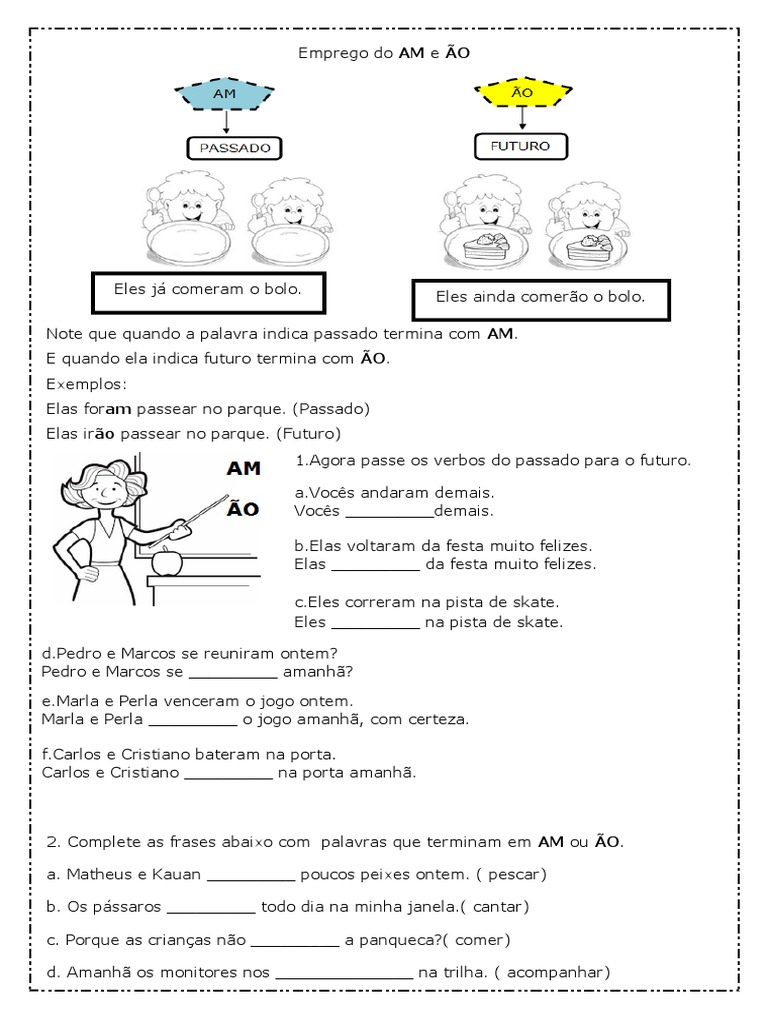 Formação de frases verbais no passado e futuro com AM e ÃO | PDF
