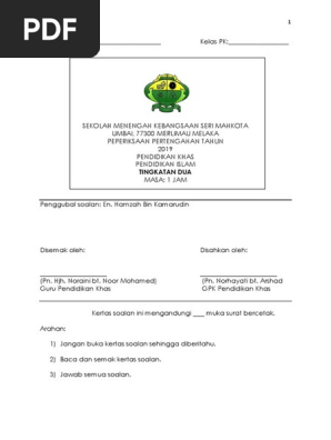 Contoh Soalan Peperiksaan Pendidikan Khaspendidikan Tingkatan 3