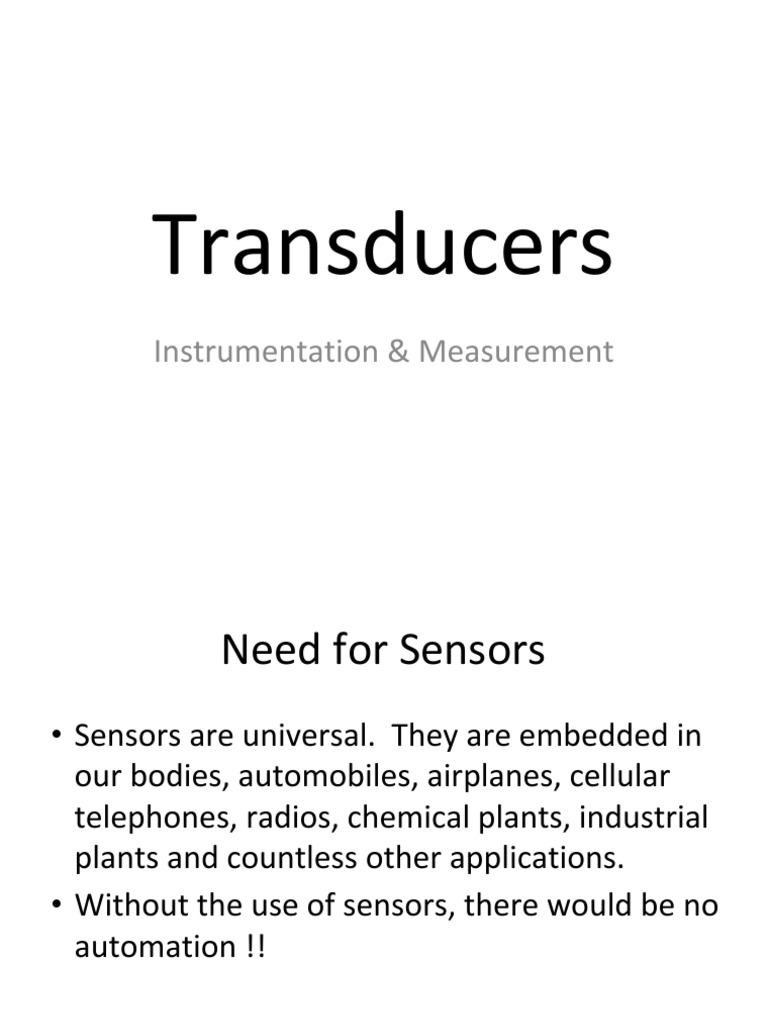 Overview of Transducers and Sensors | PDF | Thermocouple | Electrical ...