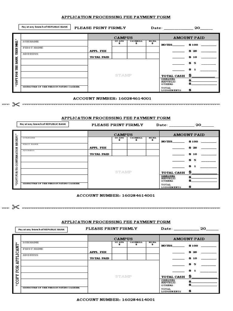Application Processing Fee Form | PDF | Cheque | Payments