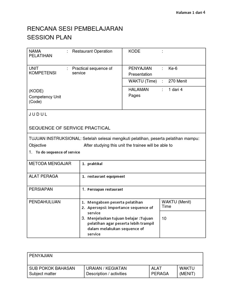 6 RPP (Session Plan) Develop and Maintain Food and Beverage Knowledge PDF Wine Alcoholic