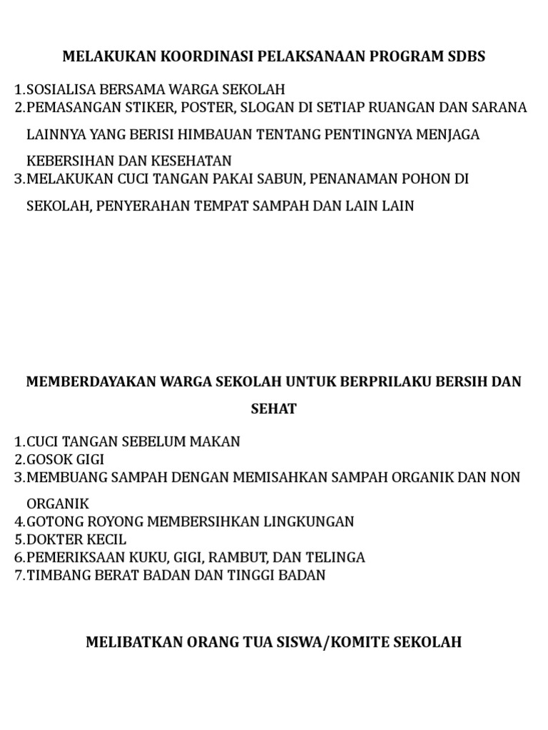 Program SDBS | PDF | Kesehatan Holistik