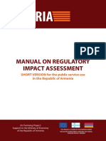 Manual On Regulatory Impact Assessment: SHORT VERSION For The Public Service Use in The Republic of Armenia