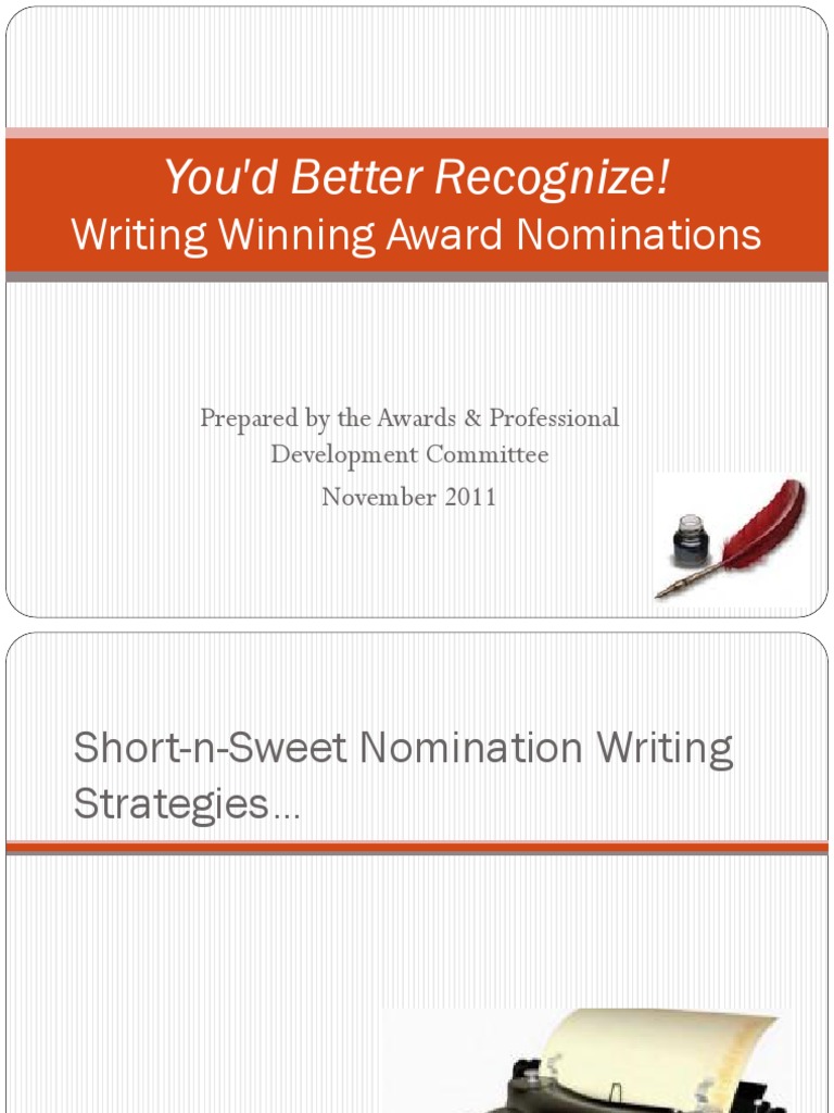 You'd Better Recognize!: Writing Winning Award Nominations | PDF ...