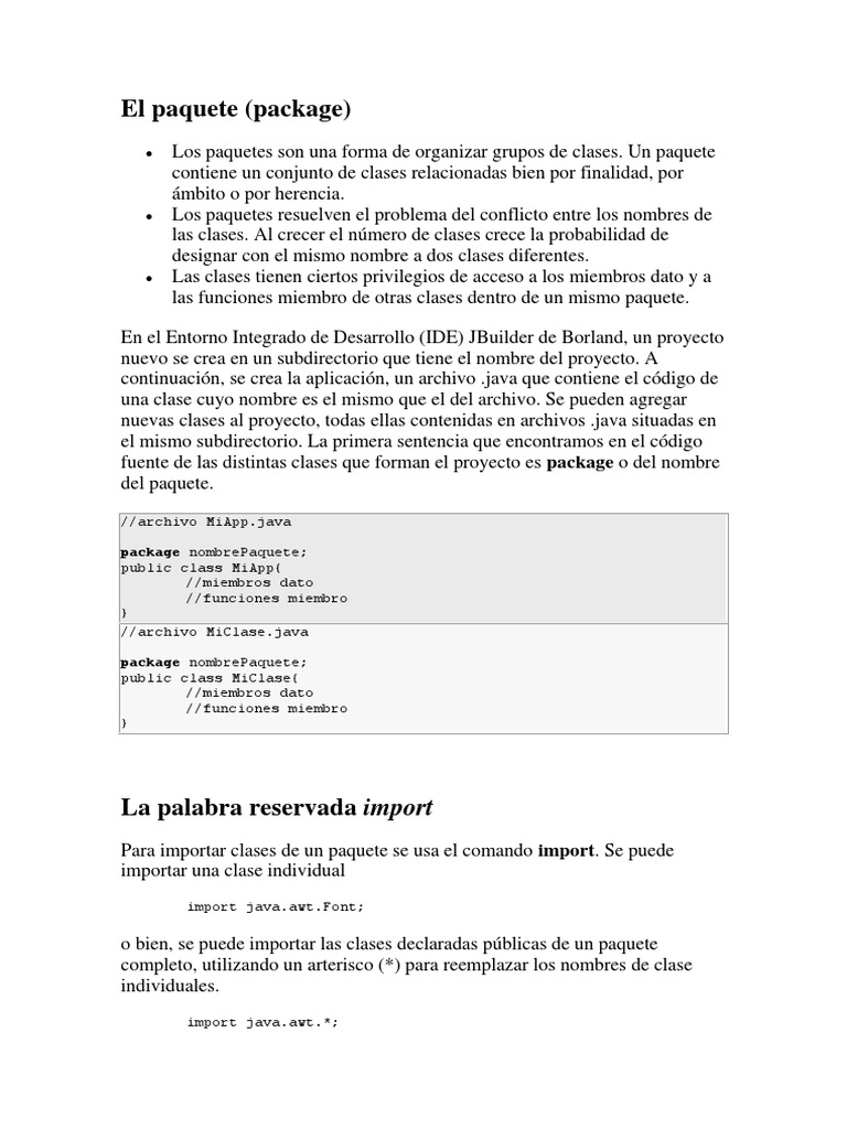 Organización de paquetes en Java | PDF | Java (lenguaje de programación ...