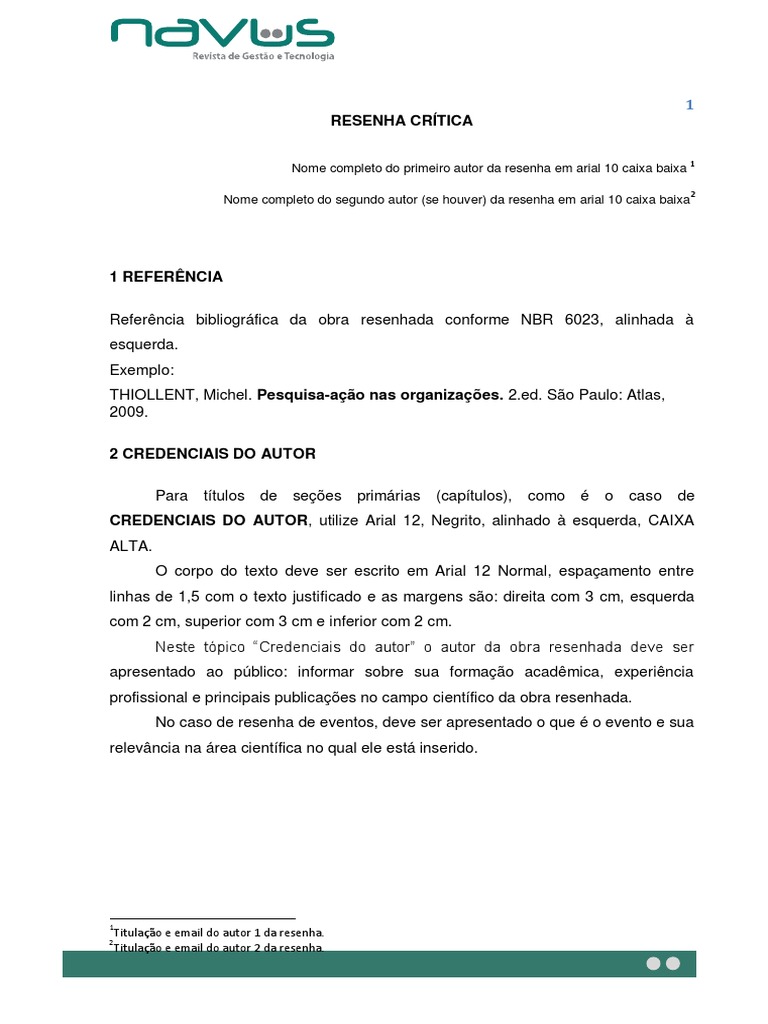 Estrutura de Resenha Crítica Acadêmica | PDF | Autor | Caixa alta e ...