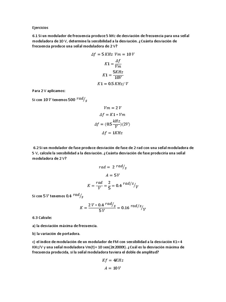 Ejercicios de Modulación en Telecomunicaciones | PDF | Modulación de ...