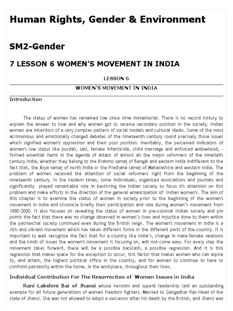 Women's Movement in India | PDF | Mahatma Gandhi | Sikhism