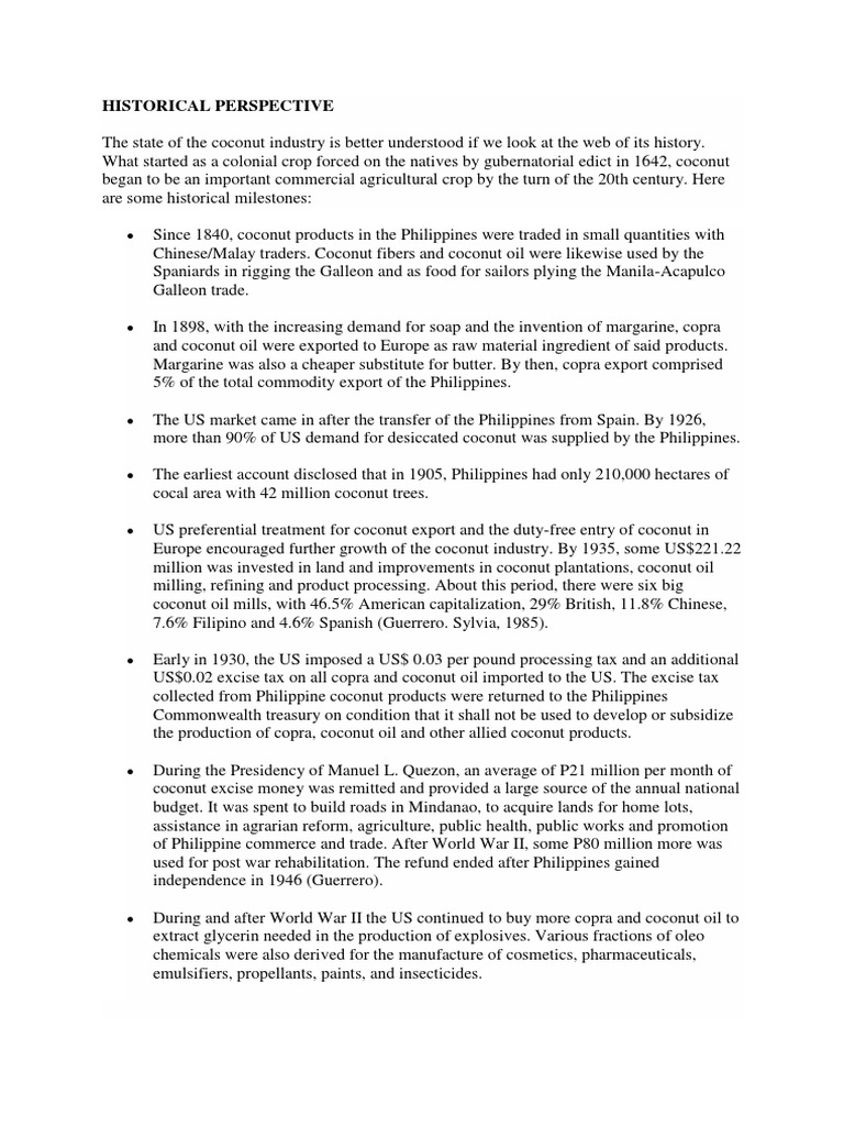 Historical Evolution of Philippine Coconut Industry | PDF | Coconut ...