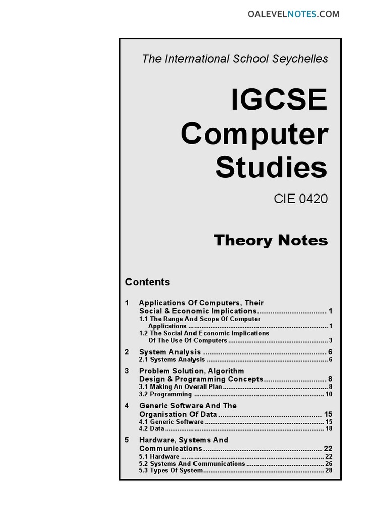 O Level Computer Science Notes PDF | PDF | Programming Language ...