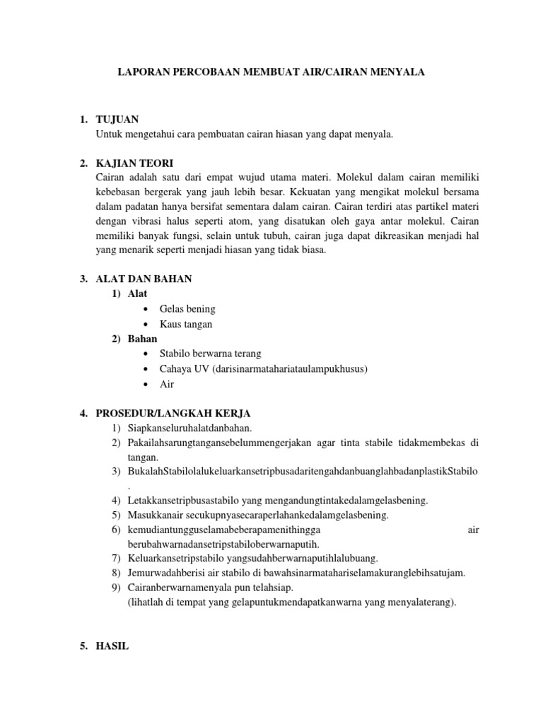 Laporan Percobaan Membuat Air Pdf