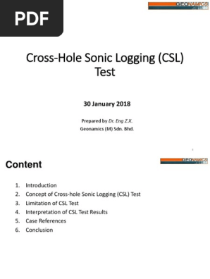 Geonamics Cross Hole Sonic Logging Test Pdf Pdf Deep Foundation Attenuation