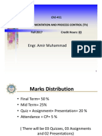 Engr. Amir Muhammad: Che-411 Instrumentation and Process Control (TH) Fall 2017 Credit Hours: 03