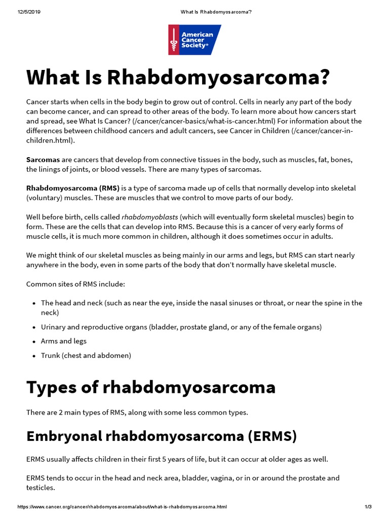 What Is Rhabdomyosarcoma | PDF | Human Body | Skeleton