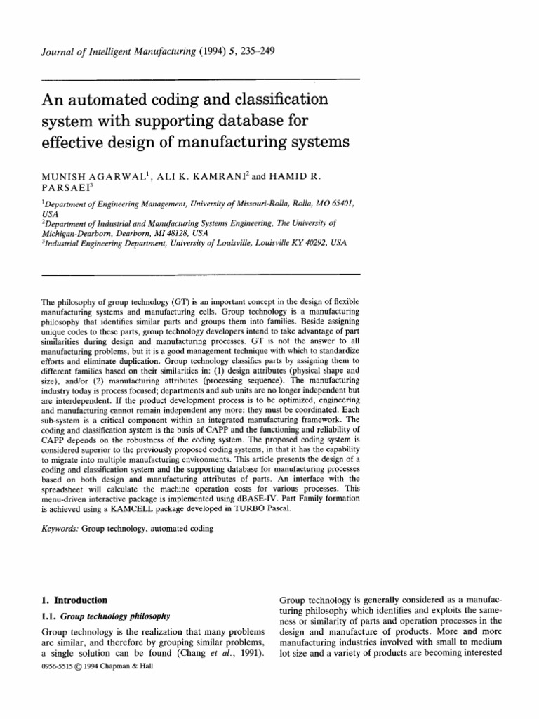 Automated Coding for Manufacturing Systems | PDF | Machining | Cluster ...