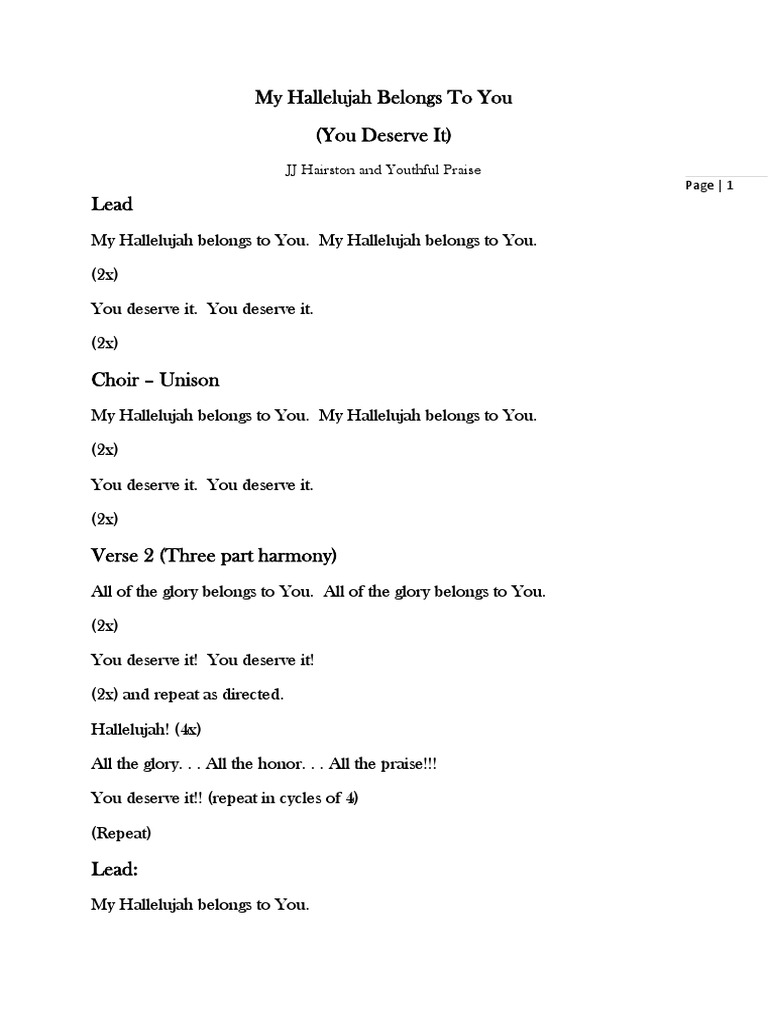 My Hallelujah Belongs To You PDF