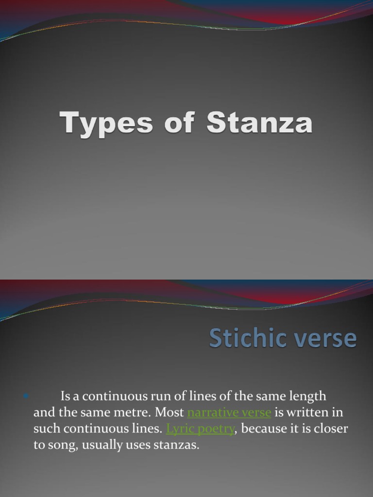 Types of Stanza PDF Poetic Devices