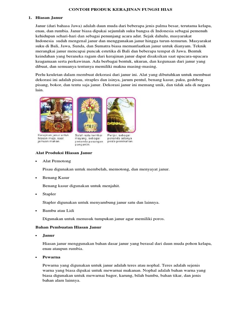 Contoh Hasil Kerajinan Fungsi Hias Docx