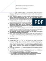 Checklist For Inspection of Lift Installation Instructions For The Inspection of Lift Installation A. Preliminary
