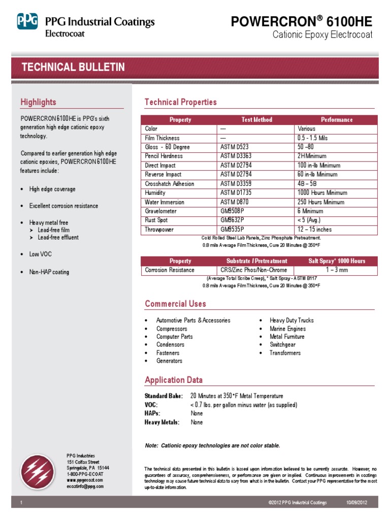 Powercron 6100he | PDF | Epoxy | Chemistry