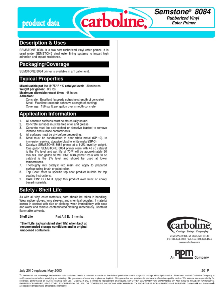 Semstone 8084 PDS 7-10 PDF | PDF | Epoxy | Concrete