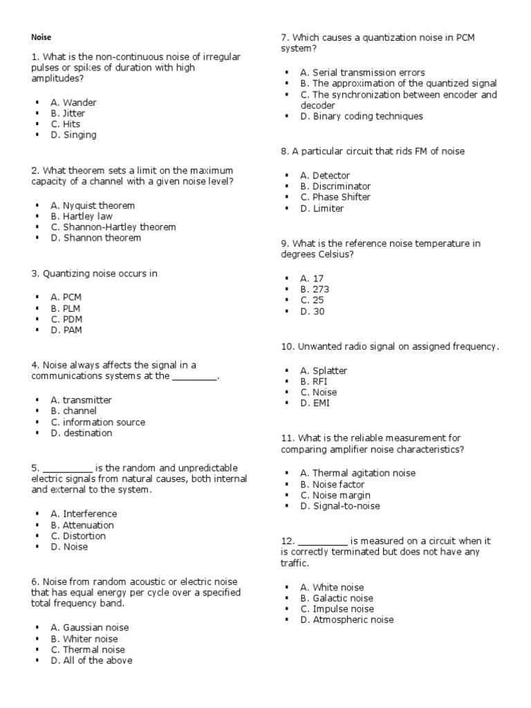 Understanding Communication Noise Types | PDF | Decibel | Signal To ...