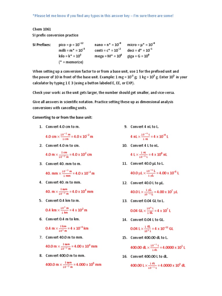 SI Prefix Conversion Practice Guide | PDF | Units Of Measurement | Notation