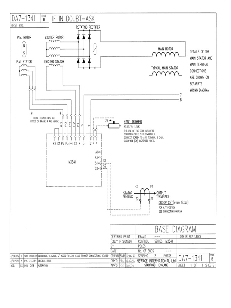 MX341 MX342 Newage Voltage Regulator Wiring Diagram | PDF
