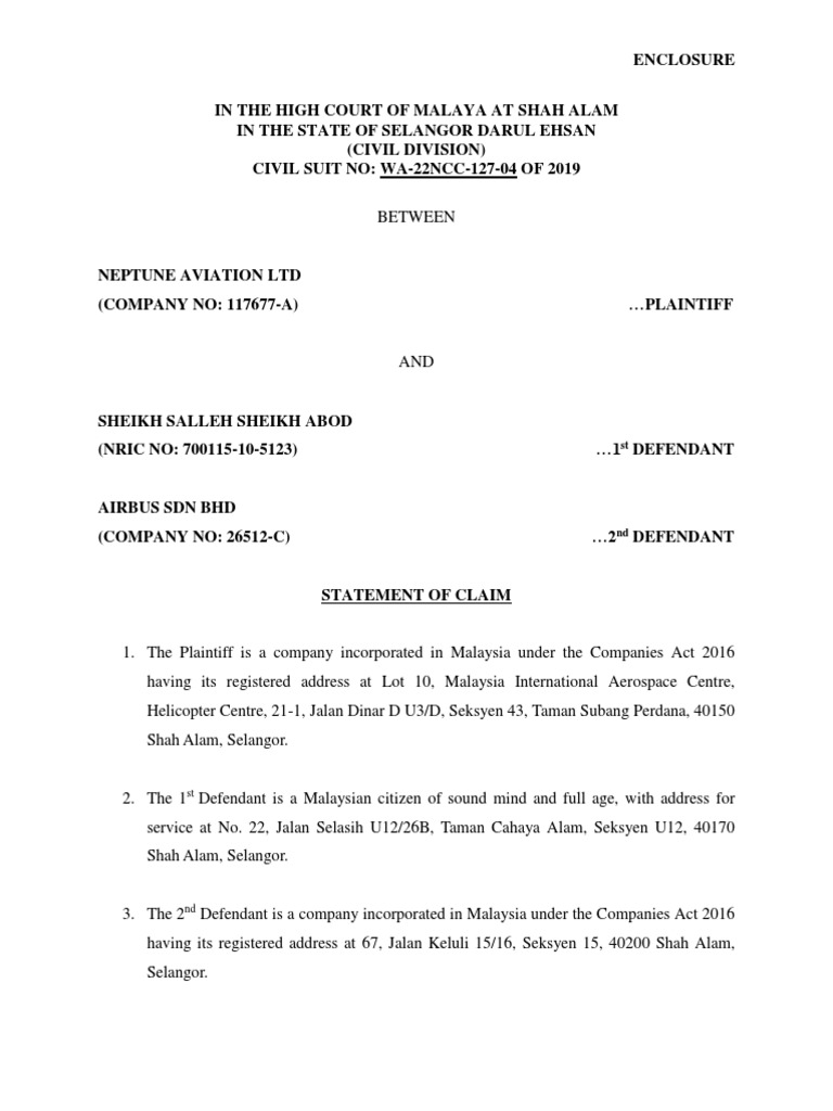 STATEMENT OF CLAIM (1).docx Injunction Common Law