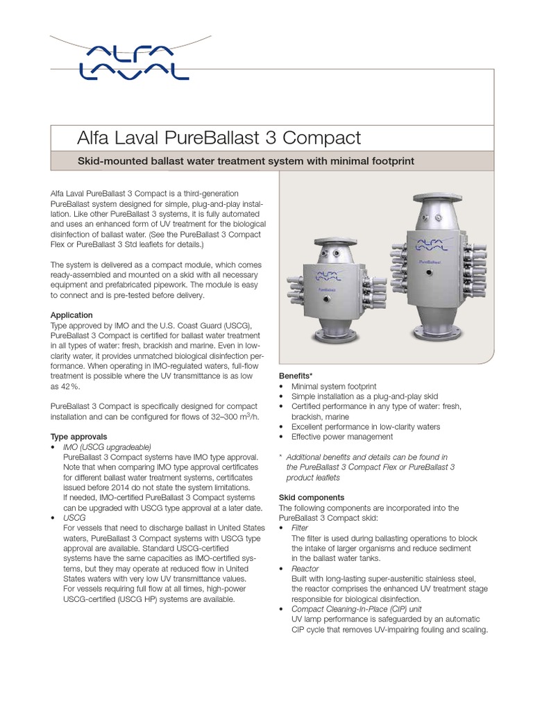 Ballas Systsem Alfa Laval Pureballast 3 1 Compact | PDF | Ultraviolet ...