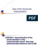 Context In/for Discourse Interpretation