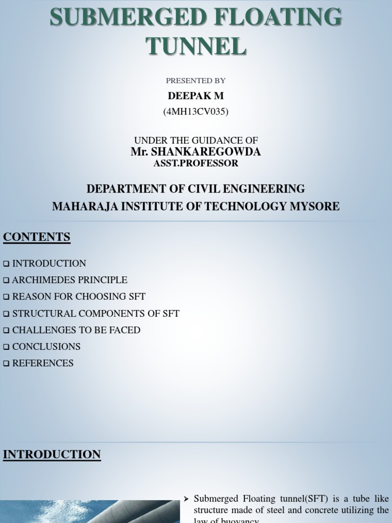 Submerged Floating Tunnel Overview | PDF | Buoyancy | Civil Engineering