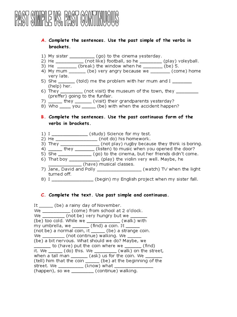 Inglés Past Simple Vs Past Continuous Fun Activities | PDF | Home ...