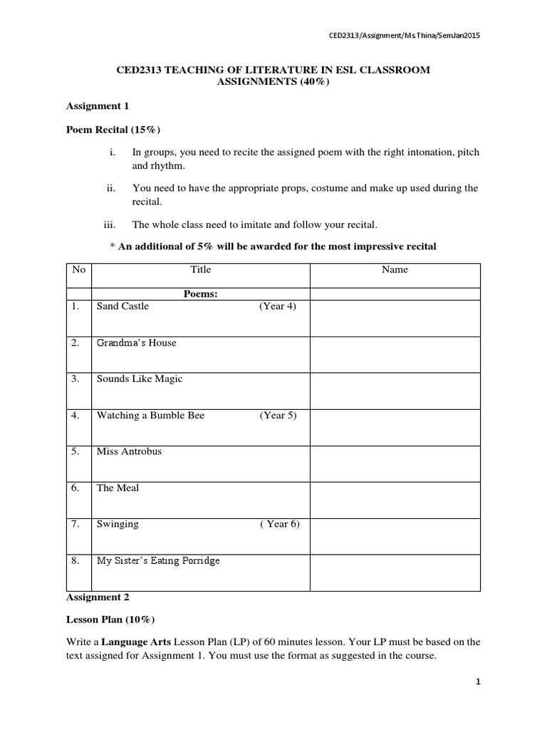 Assignment Jan 2015 | PDF | Language Arts & Discipline | Foreign ...