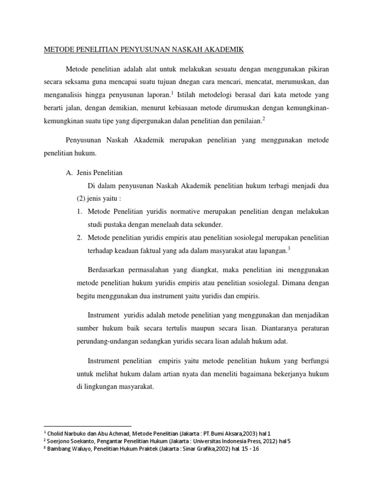 Metode Penelitian Penyusunan Naskah Akademik Docx