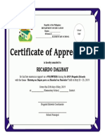 Certificate of Appreciation - VOLUNTEER