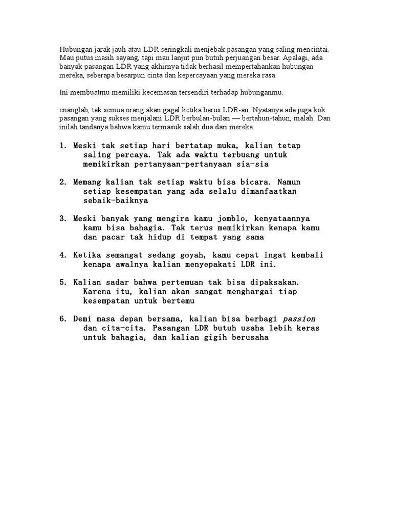 6 Tanda Bahwa Hubungan Ldr Mu Bisa Bertahan Lama Dan Akan Tetap Baik Baik Saja Pdf