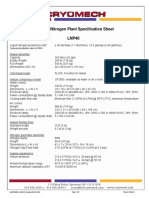 Liquid Nitrogen Plant Specification Sheet