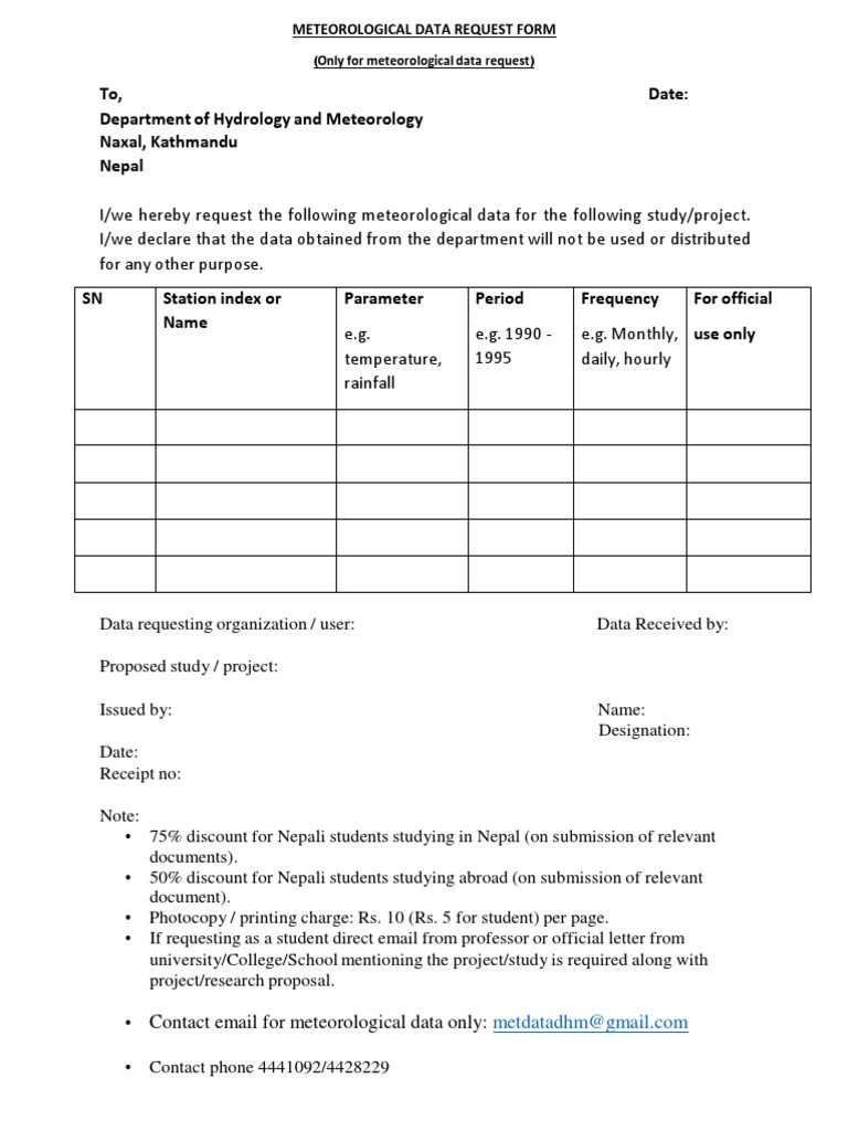 Meteorological Data Request Form | PDF | Meteorology | Thesis