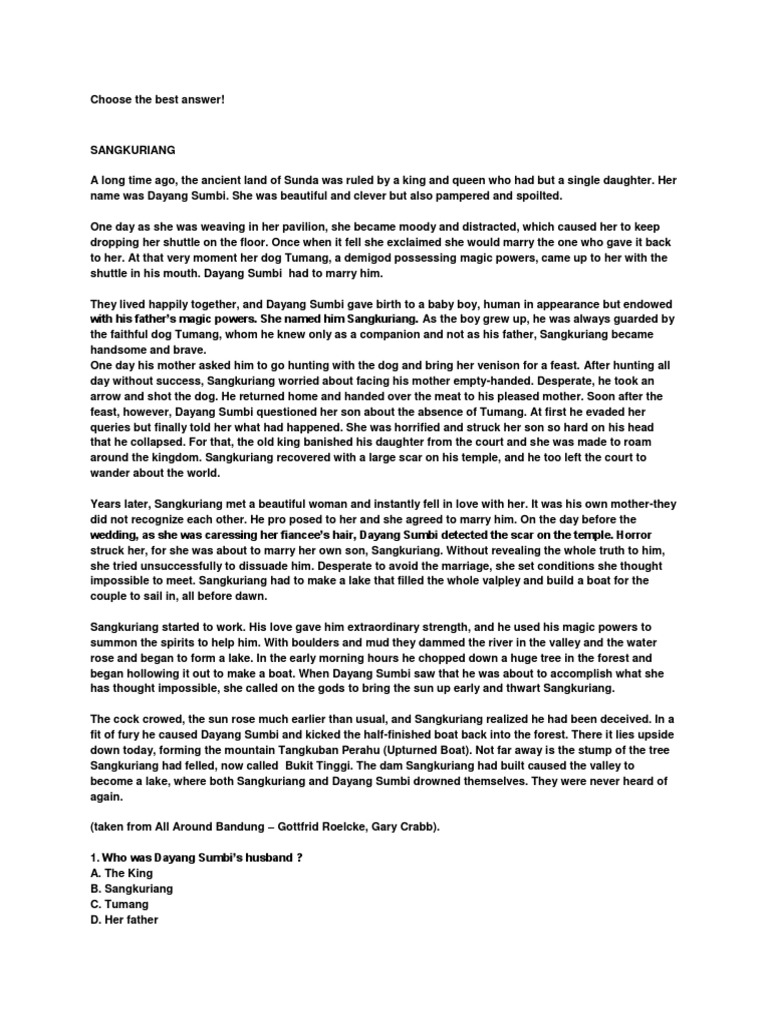 Contoh soal narrative text pdf
