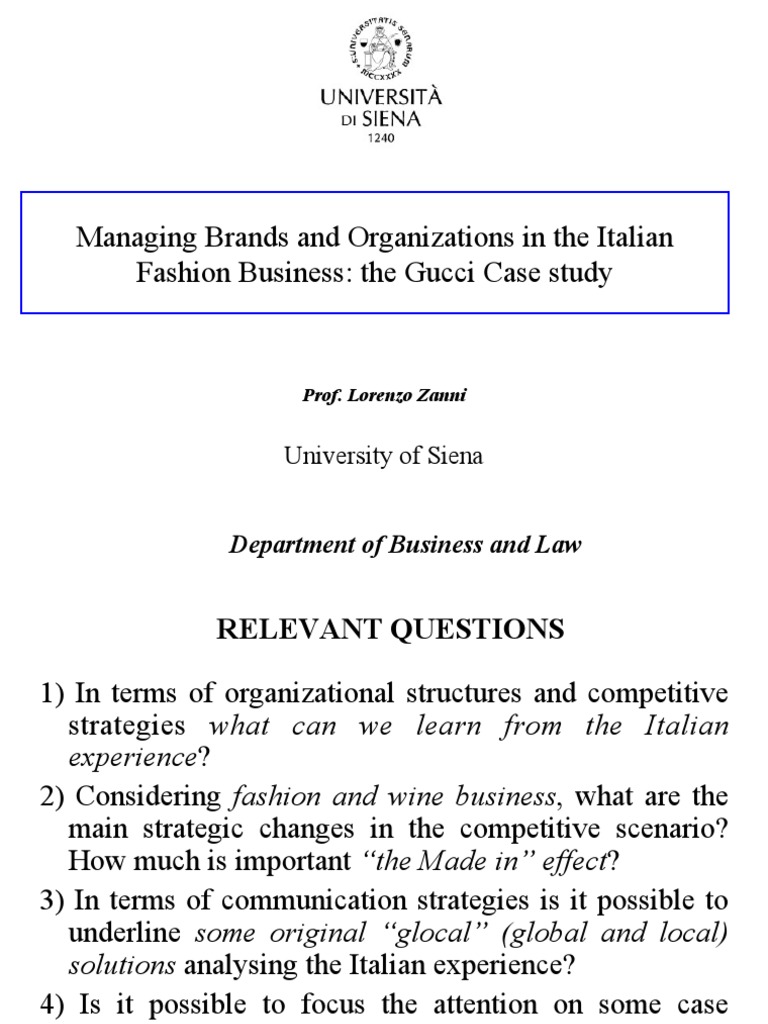 Entrepreneurship and Network Organizations in the Italian Industrial  Cluster: the Gucci Case Study” Lorenzo Zanni (University of Siena)  Università degli. - ppt download