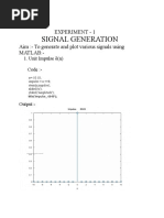 Signal Generation: Experiment - 1 Aim:-To Generate and Plot Various Signals Using Matlab