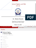 Relational Algebra and SQL: Dr. Ghulam Mustafa
