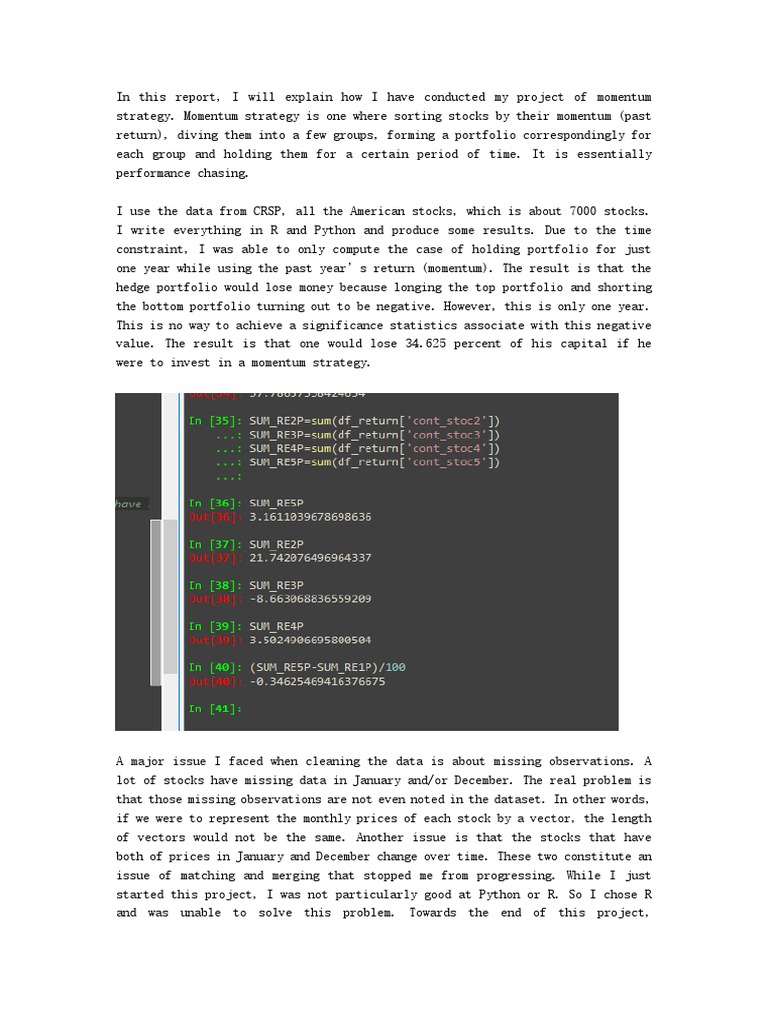 A Demo of Momentum Strategy in Python | PDF | Areas Of Computer Science ...
