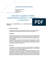 Análisis y Ejemplo Sobre Competencia Perfecta, Monopolio y Oligopolio - Ojeda Bustamante Carlos - Gestion Empresarial II g3