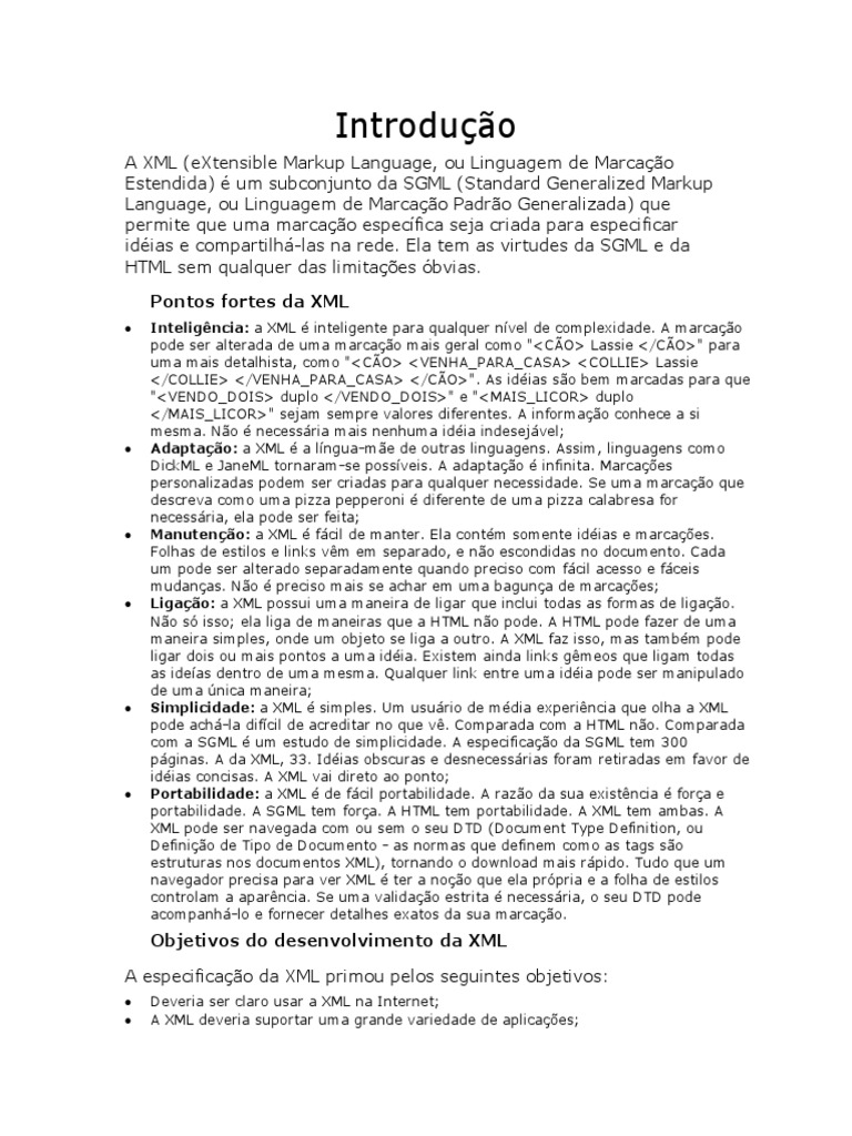 Introdução Ao XML PDF | PDF | XML | Html