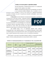 2.2. Determinarea Costului Și Structurii Optimea Capitalului Entității