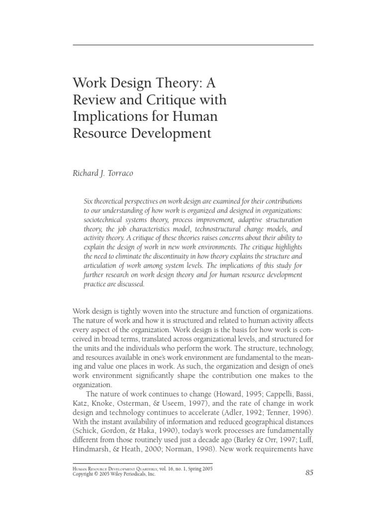 Work Design Theory A PDF PDF Design Telecommuting